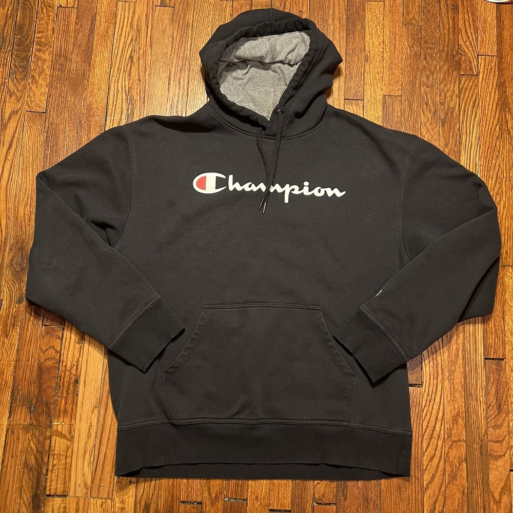 Champion Authentic Athleticwear Hoodie Size Large Black Cotton